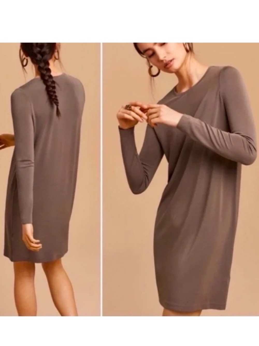 NWOT Aritzia Wilfred Metonymie Taupe Long Sleeve Dress Generous Size XXS